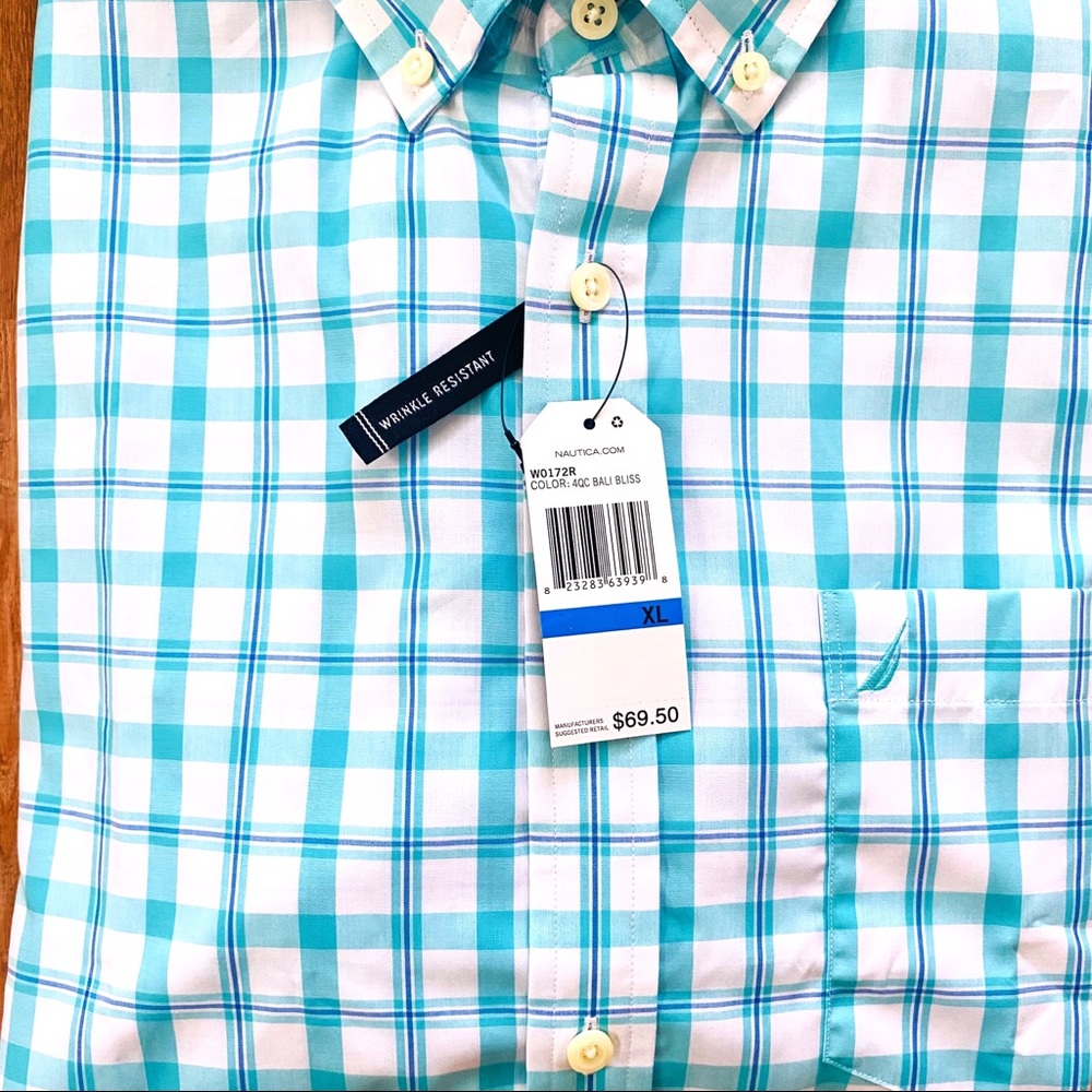 Nautica Classic Fit Long Sleeve Plaid Oxford Shirt - Picture 3 of 9